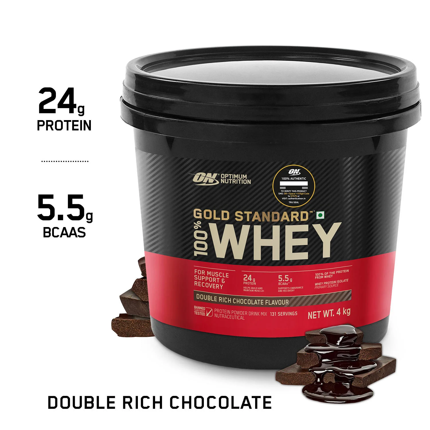 Gold Standard 100% Whey Protein Powder  Double Rich Chocolate  4 kg and Micronised Creatine Powder  Unflavoured  250 g - Image 6