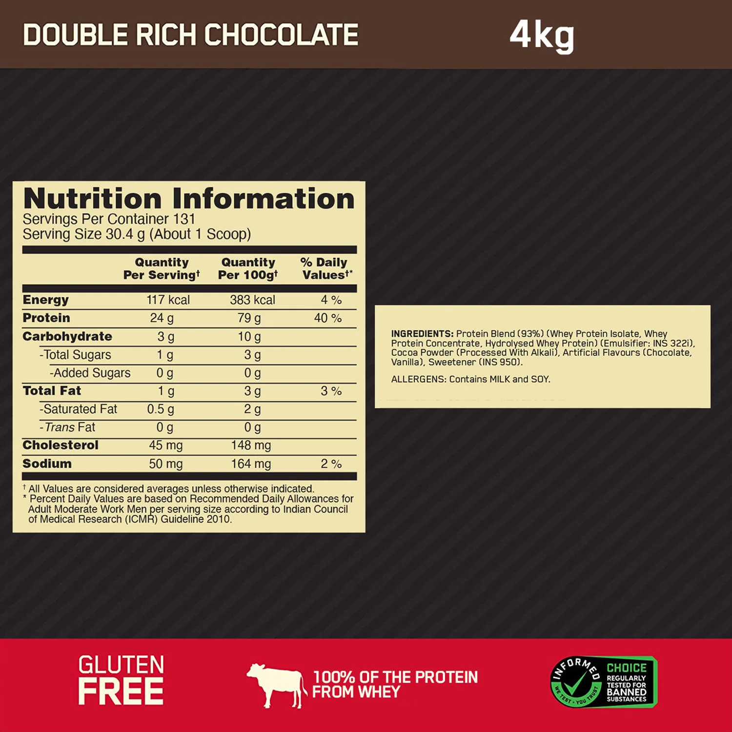 Gold Standard 100% Whey Protein Powder  Double Rich Chocolate  4 kg and Micronised Creatine Powder  Unflavoured  250 g - Image 7