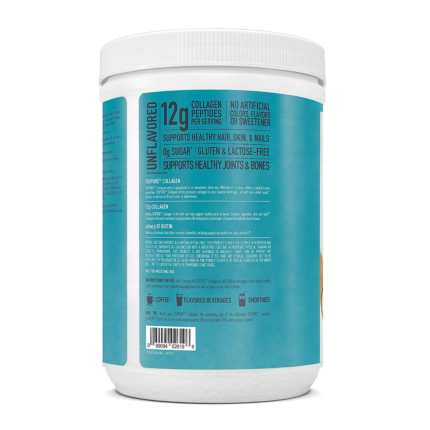 Isopure Unflavored + Isopure Collagen Peptides (12g/serve) with Biotin & Vitamin E- 250g (Unflavored) - Image 25